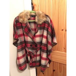 Peach Love Plaid Poncho
